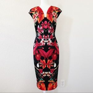 Ted Baker London Tropical Print Bodycon Midi Dress